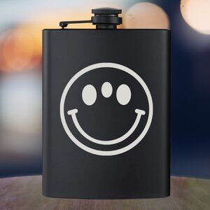 Personalized 3 Eye Smile Face Black Flask